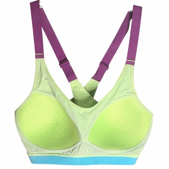 VSX Neon Green Sports Bra with Blue Band - Picture 6 of 7